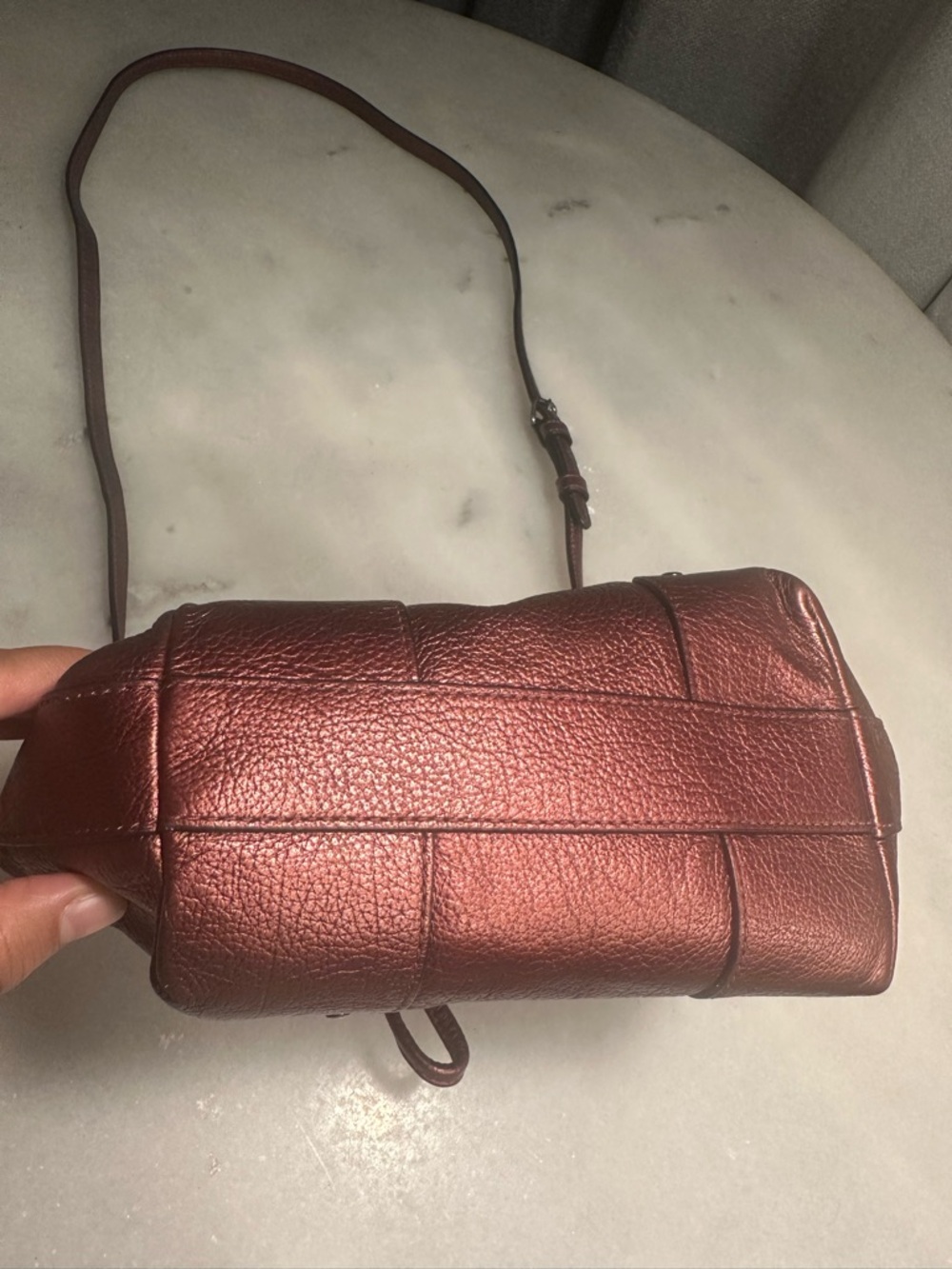 Coach Metallic Red Small Leather Drawstring Bucket Shoulder Crossbody Bag - Picture 4 of 15